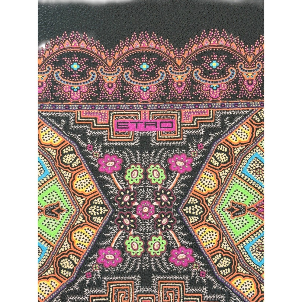 Etro Milano Paisley Print Coated Canvas Tote Bag Black + Wristlet Leather Trim - Picture 4 of 16